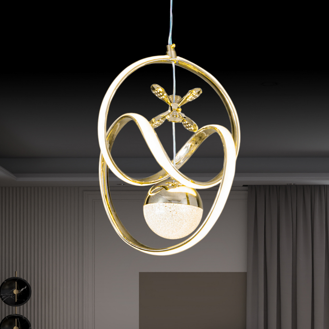 Lina Gold Kaplama 3 Renk Ledli Modern Özel Tasarım Sarkıt Ledli Avize Led Avize