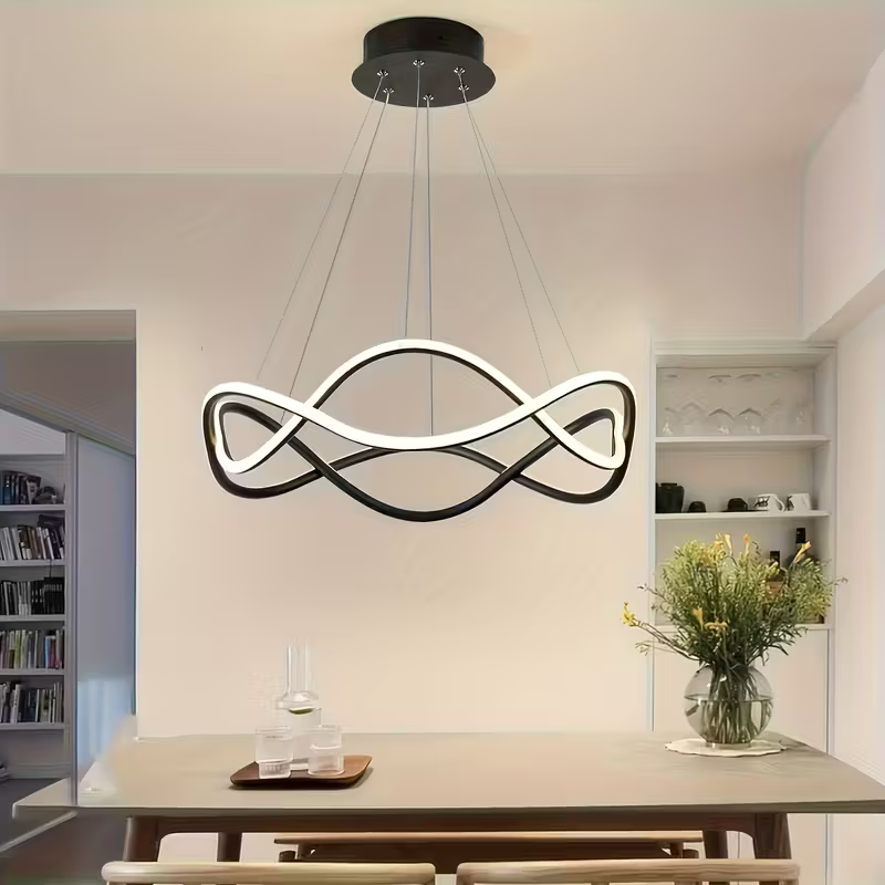 Ezgi Siyah Modern Ultra Süper Beyaz Ledli Avize