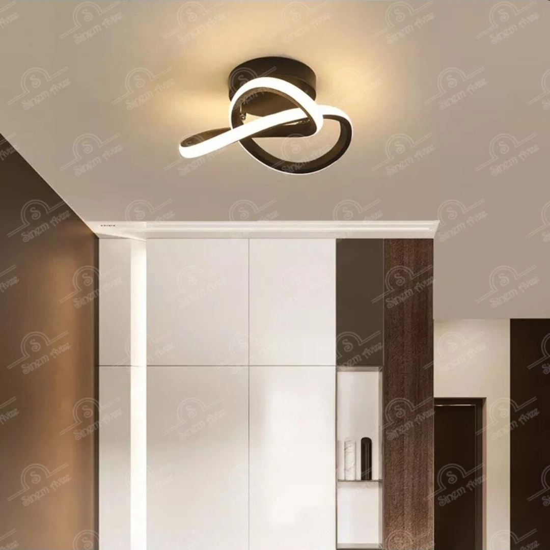 Elagans Siyah Modern Ultra Power Beyaz Ledli Plafonyer Tekli Ledli Avize