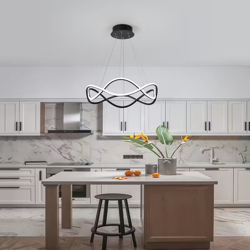 Ezgi Siyah Modern Ultra Süper Beyaz Ledli Avize