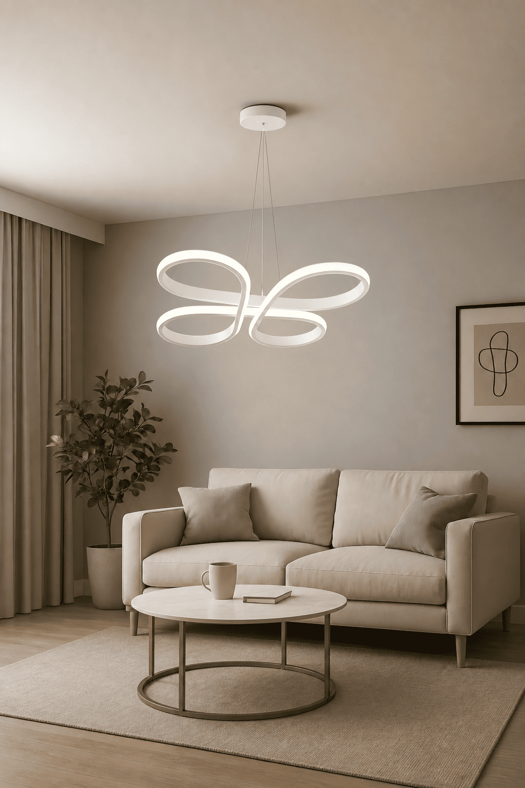 Bohem Beyaz Sarkık 3 Renk Ledli Avize Modern Led Avize