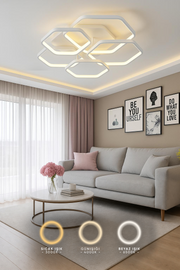 Cross Mimari Tasarım 5'Li 3 Renk Ledli Plafonyer Modern Ledli Avize  Led Avize
