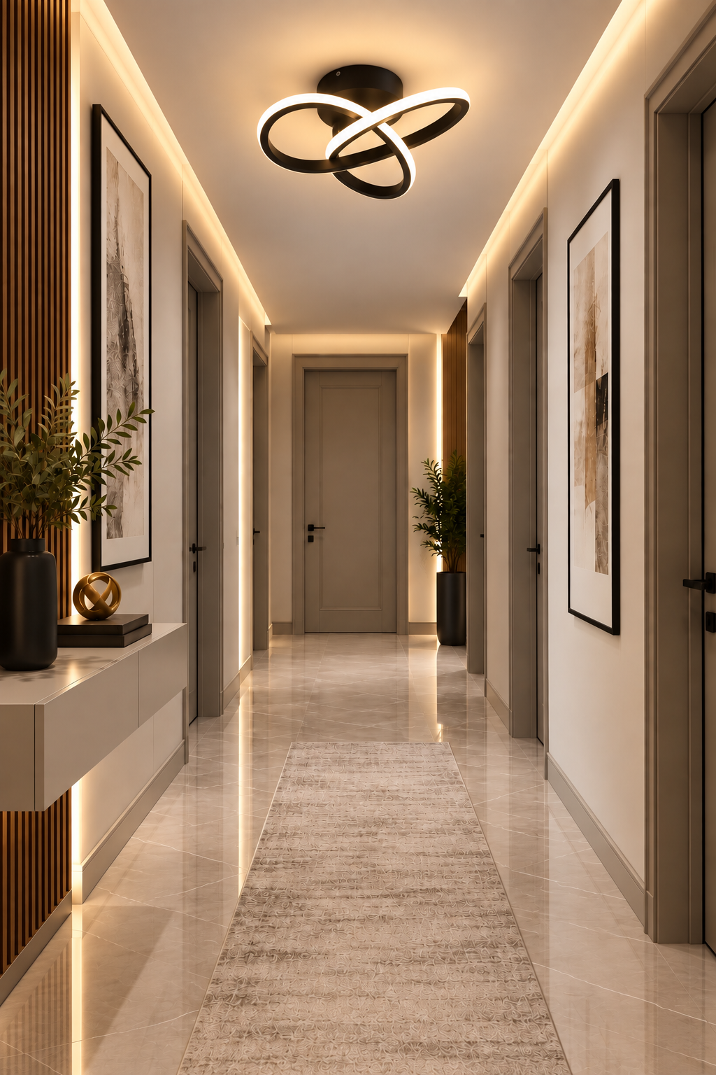 Elagans Siyah Modern Ultra Power Beyaz Ledli Plafonyer Tekli Ledli Avize