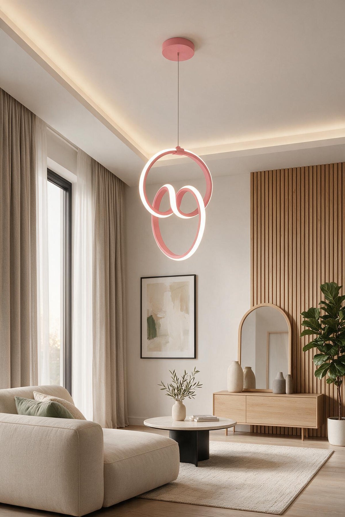 Emily Pembe Tekli Sarkıt Led Beyaz Işık Ultra Ledli Salon Mutfak Oda Hol Ledli Avize