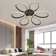 Alya Siyah Modern Tasarım Gold Çizgili Plafonyer Ultra Power Beyaz Ledli Avize