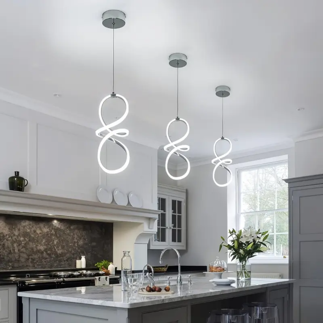Bohem Gri Beyaz Işık Ledli Modern Sarkıt Led Avize