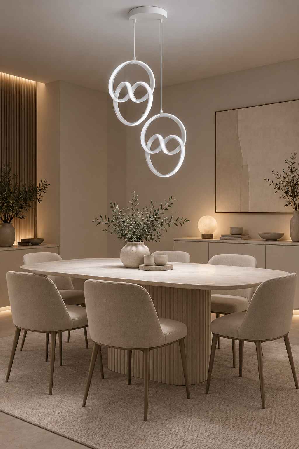 Trend 2'Li Beyaz Sarkık Power Beyaz Ledli Avize Modern Led Avize