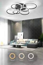 MS38005-6 Modern 3 Renk Ledli Mimari Tasarım Siyah Plafonyer Lüks  6'LI Ledli Avize