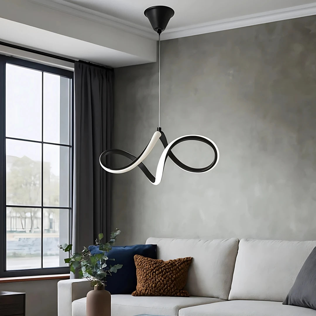 Casabella Mimari Tasarım Siyah Sarkık Modern Ultra Power Beyaz Ledli Avize