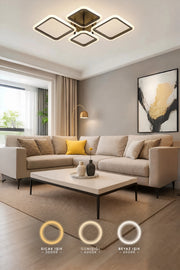 MS73005-2+2 Modern 3 Renk Ledli Plafonyer Siyah Lüks Modern 4'Lü Ledli Avize