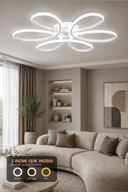 Alya Beyaz 3 Renk 60 cm Plafonyer Led Avize