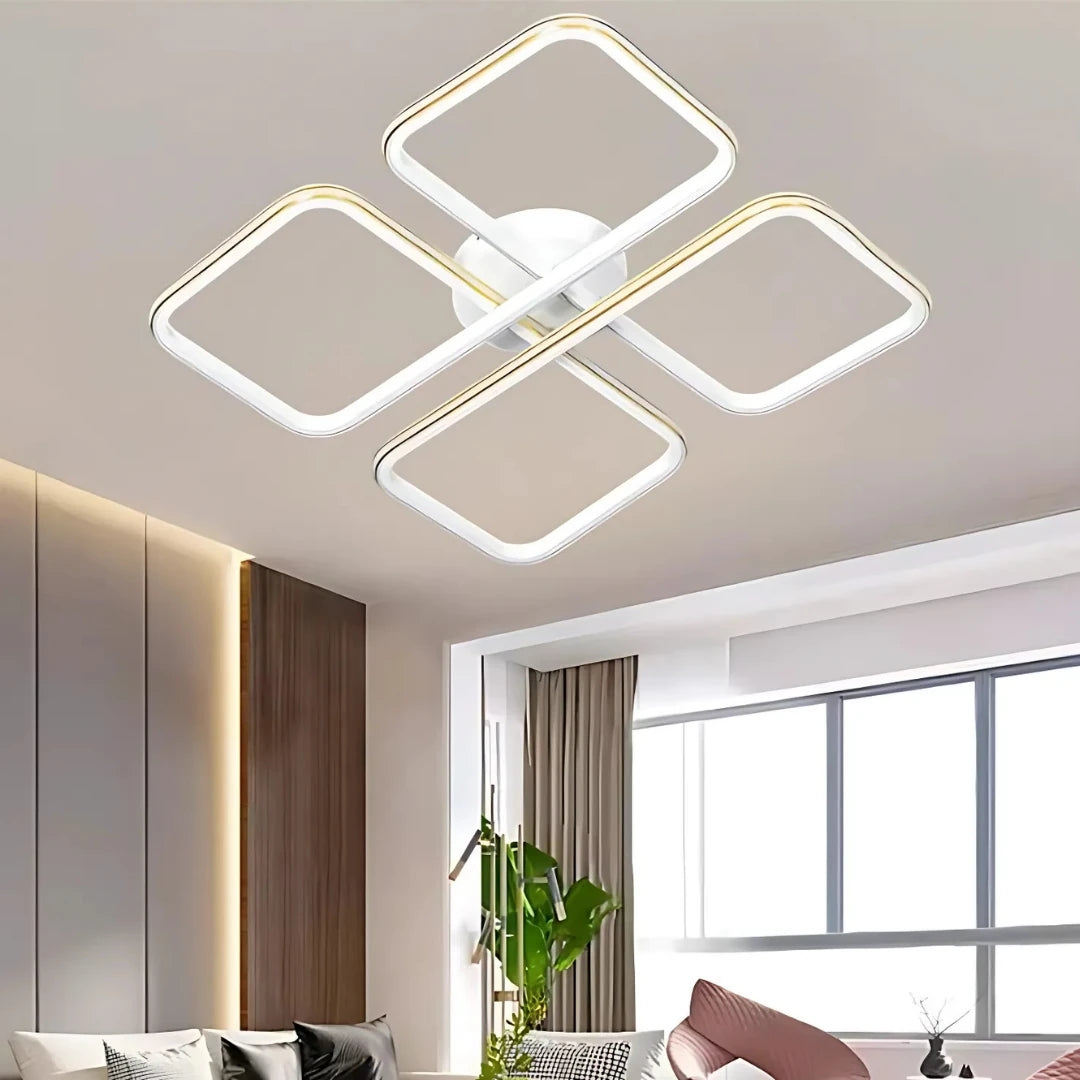 Asel Beyaz  Modern Tasarım Gold Çizgili Plafonyer Ultra Power Beyaz Ledli Avize