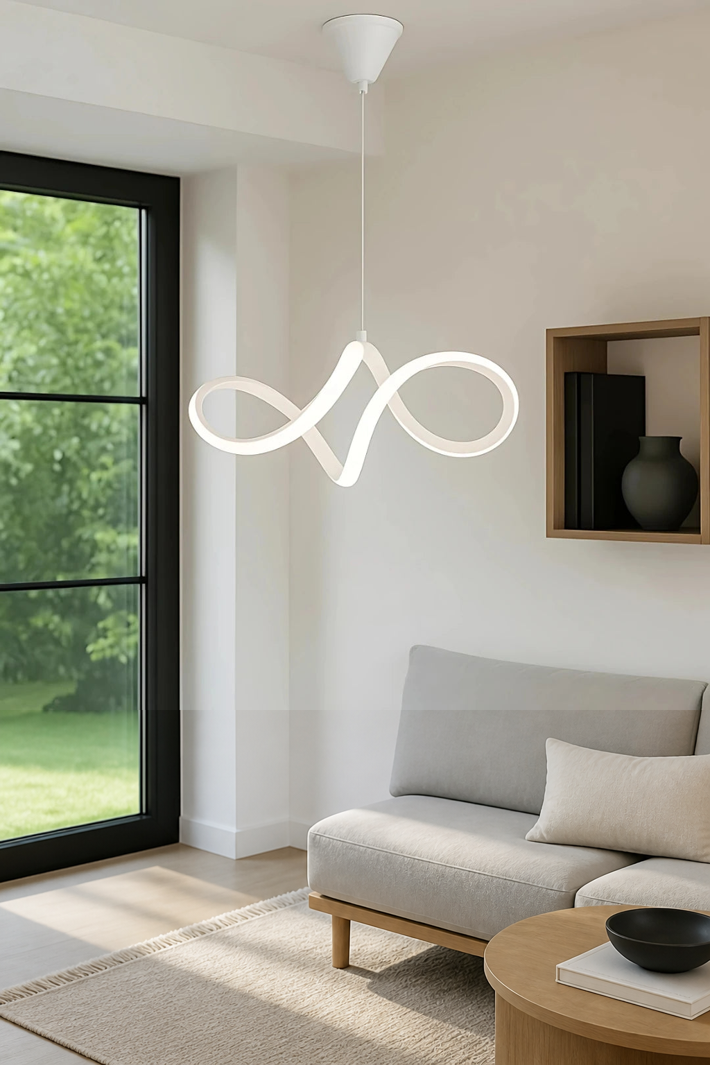 Casabella Mimari Tasarım Beyaz Sarkık Modern Ultra Power Beyaz Ledli Avize
