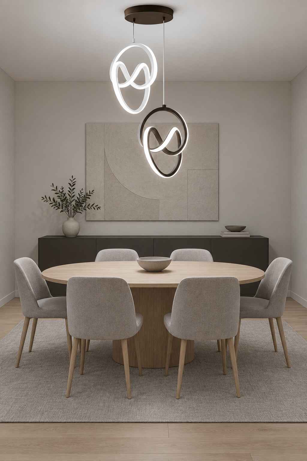 Trend Mimari Kombin Beyaz Siyah Sarkık Power Beyaz Ledli Avize Modern Led Avize
