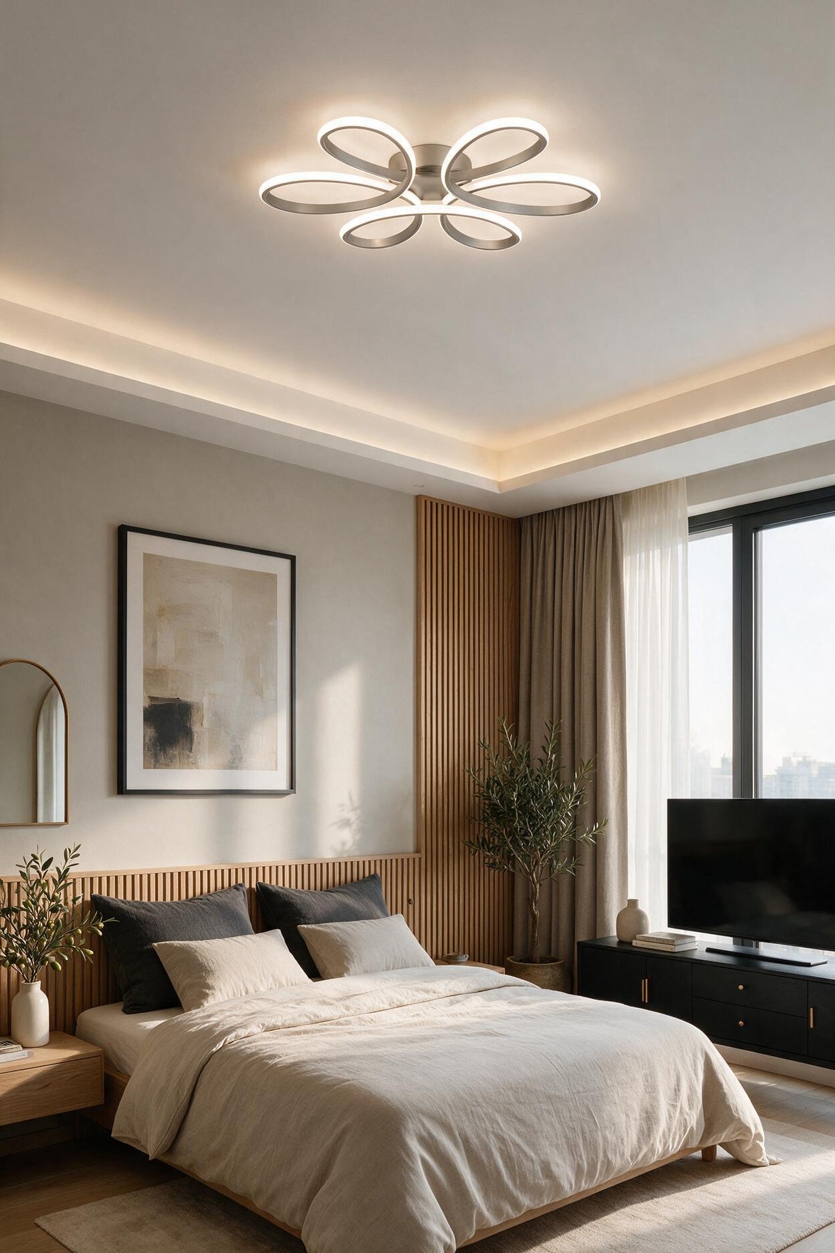 Linup Modern Gri Plafonyer Tavana Sıfır Beyaz Işık Salon Mutfak Yatak Odası Led Avize