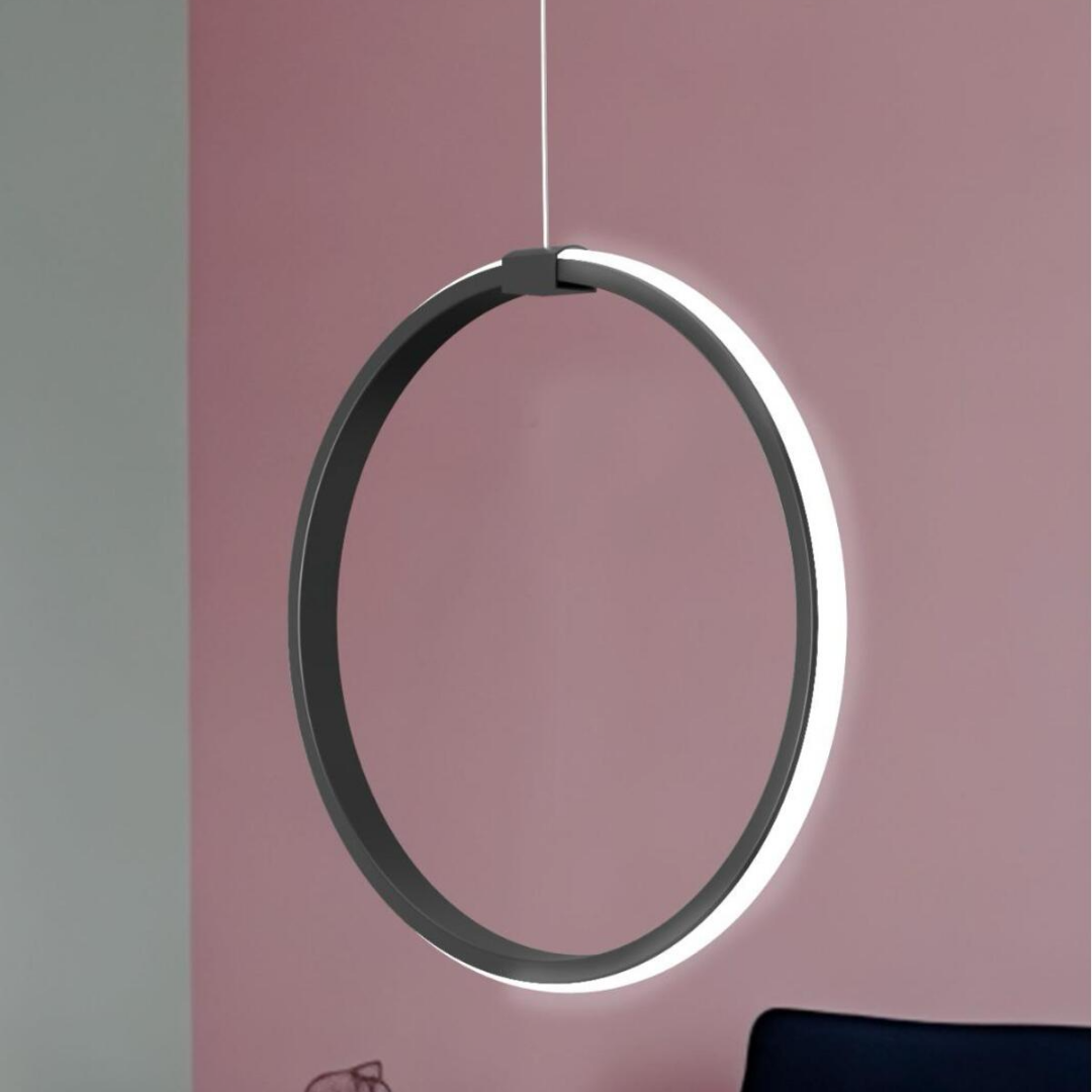 Rings Siyah Tekli Sarkıt Led Günışığı Ultra Ledli Salon Mutfak Oda Hol Ledli Avize