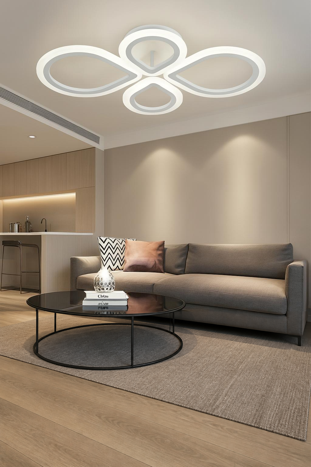 MS54005-4 Modern 3 Renk  Plafonyer Beyaz Lüks  4'LÜ Ledli Avize