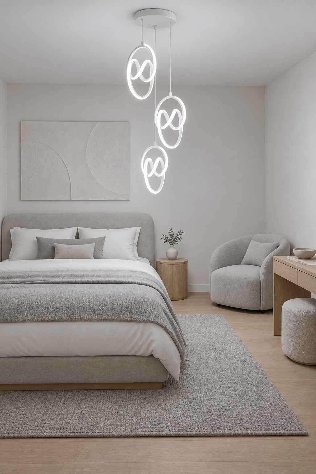 Trend 3'Lü Beyaz Sarkık Power Beyaz Ledli Avize Modern Led Avize