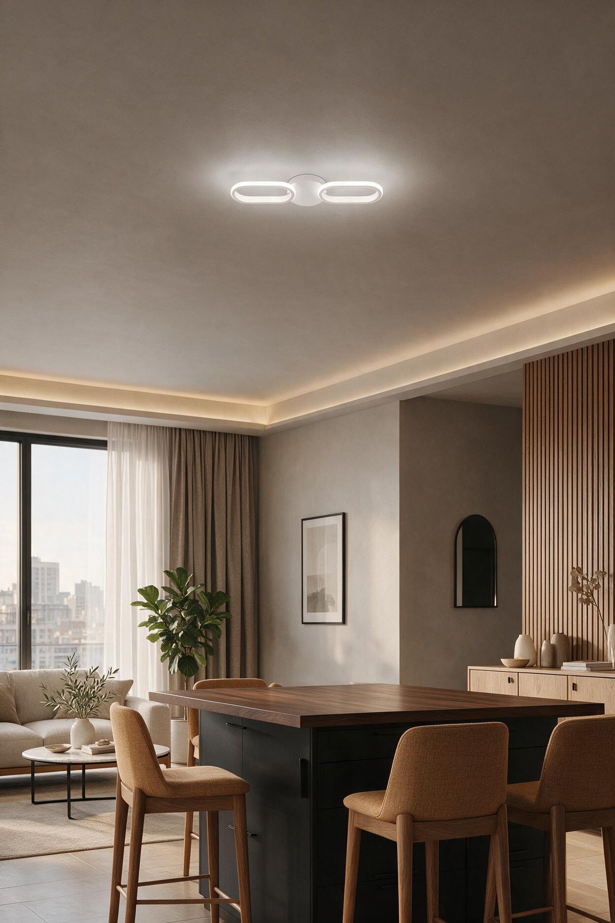 Hermes Modern Beyaz 2'Li Plafonyer Ultra Power Beyaz Ledli Avize