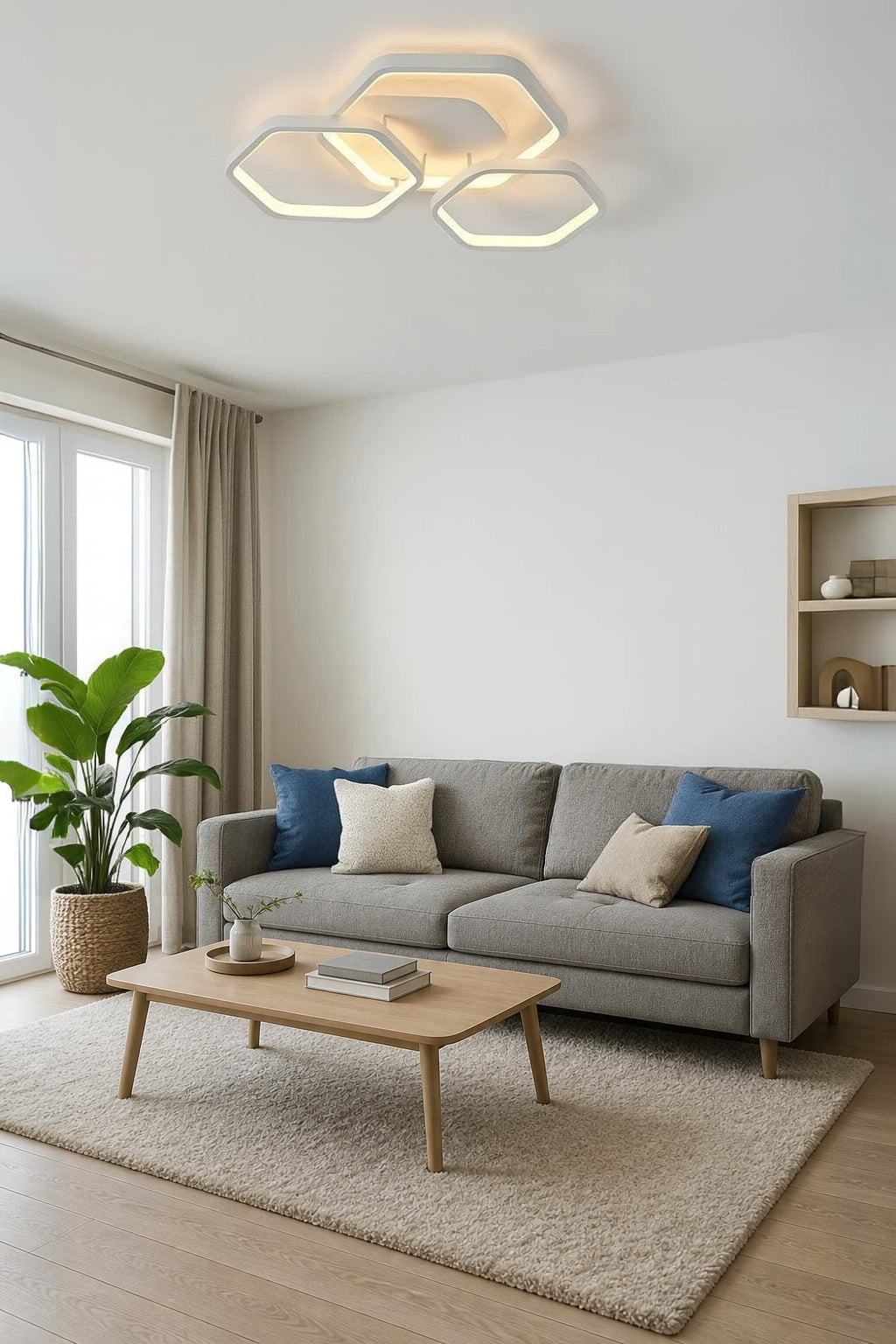 Cross Mimari Tasarım 3'Lü 3 Renk Ledli Plafonyer Modern Ledli Avize Led Avize