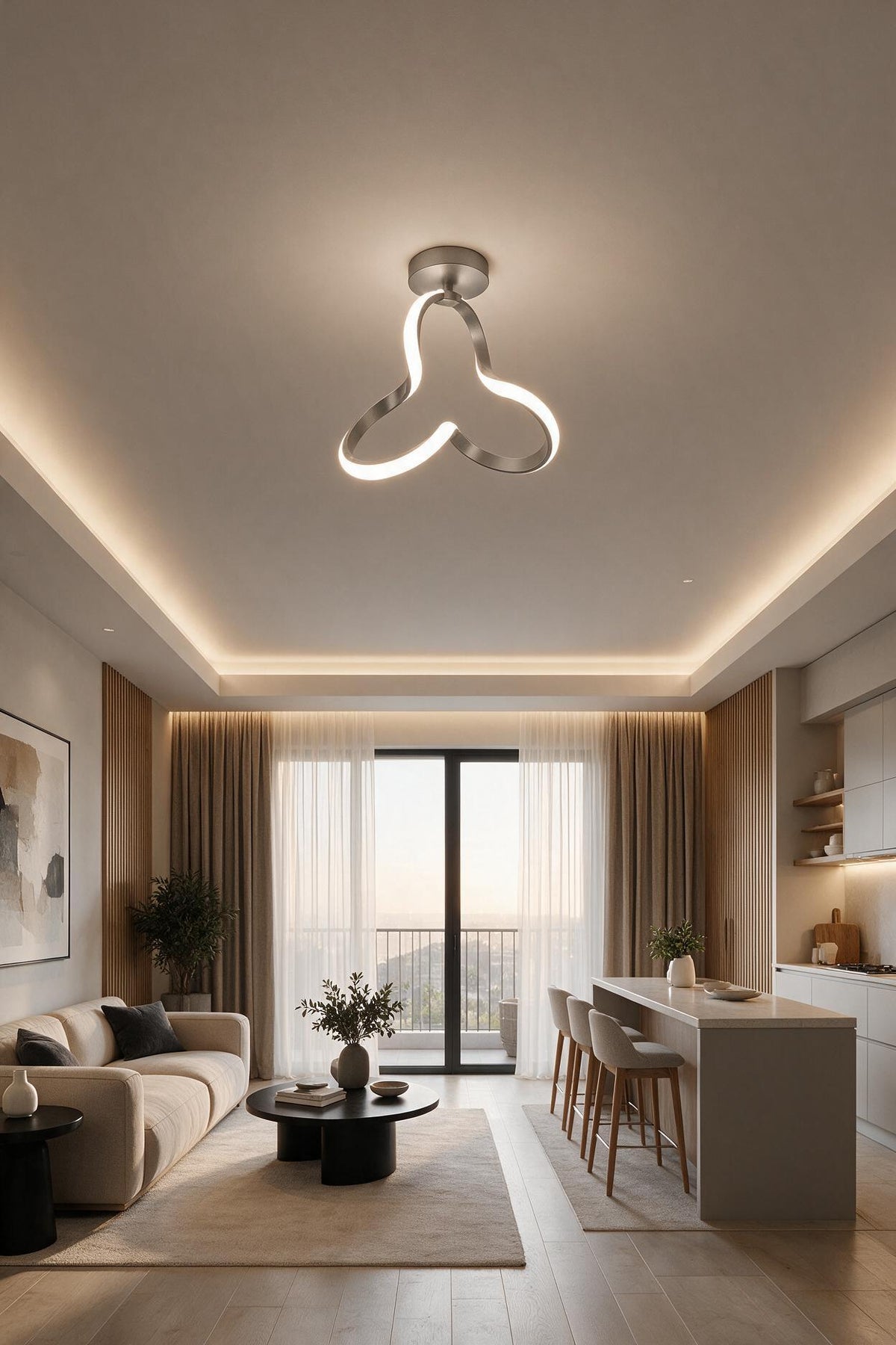 Clover Gri Tekli Plafonyer Led Beyaz Ultra Ledli Salon Mutfak Oda Hol Ledli Avize