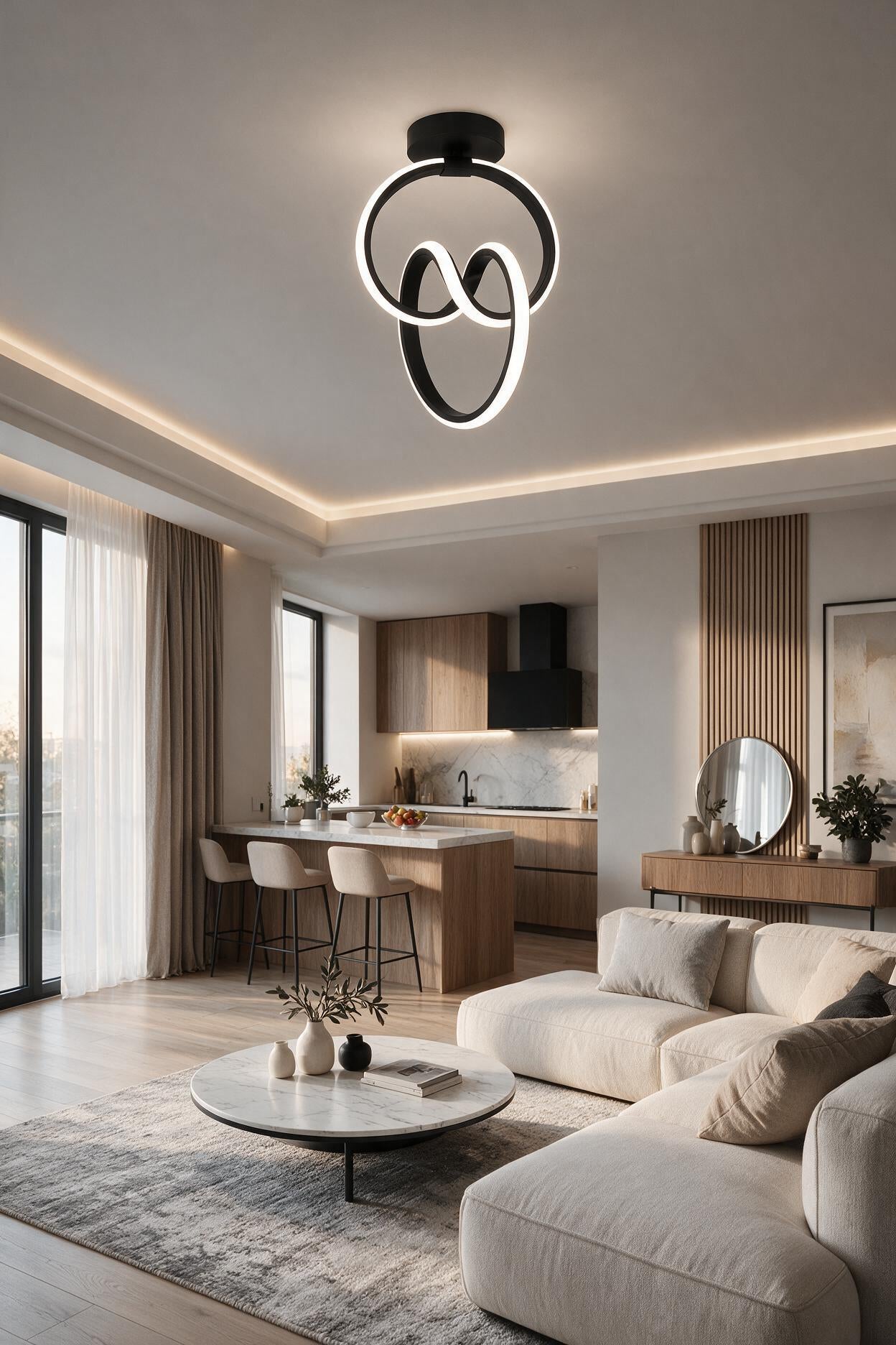 Emily Siyah Tekli Plafonyer Led Beyaz Ultra Ledli Salon Mutfak Oda Hol Ledli Avize