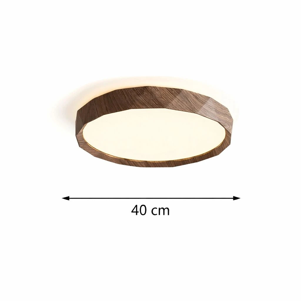 Antik Burma 40'Lık Koyu Ceviz Ahşap Desenli Uzaktan Kumandalı Plafonyer 3 Renk Ledli Avize Çap - 40 cm