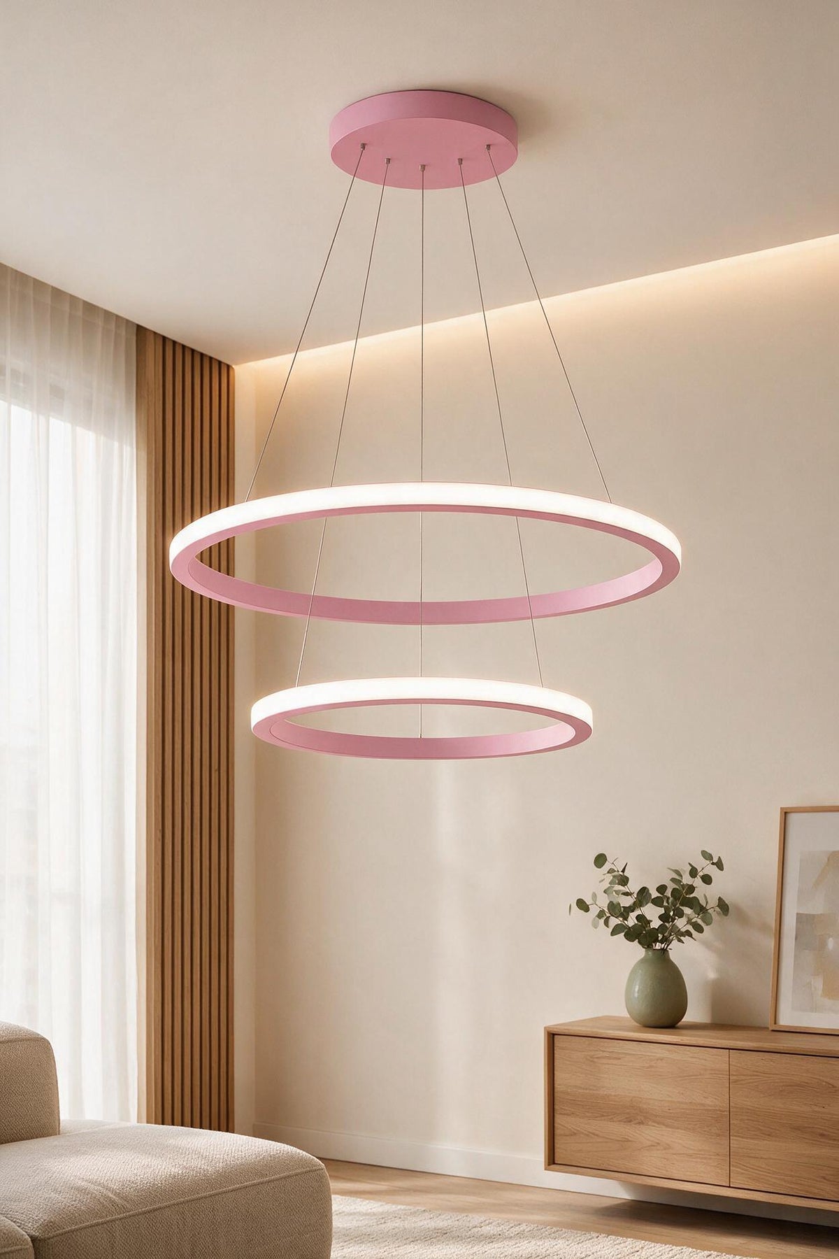 Robin 2 'li Pembe Sarkıt Günışığı Ledli Modern Led Avize