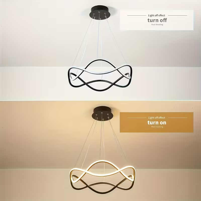 Ezgi Siyah Modern Ultra Süper Beyaz Ledli Avize