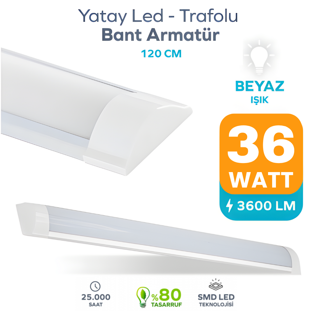 Tetra 120 cm 36W Smd Led Bant Armatür 6400K Beyaz Işık