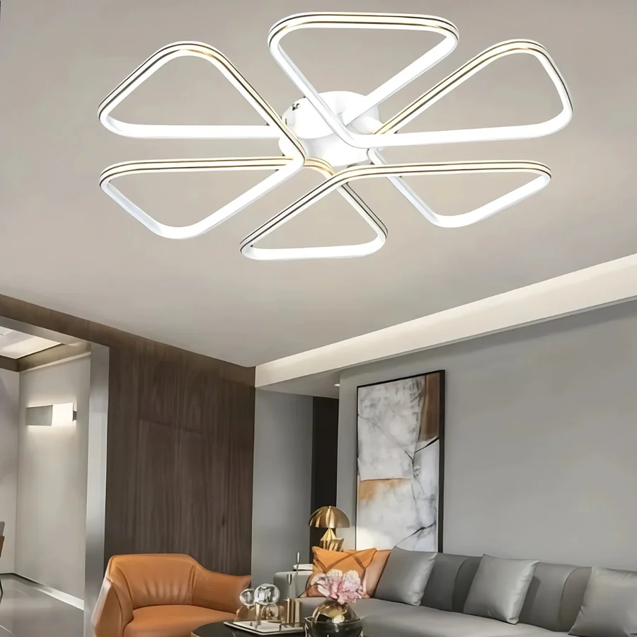 Oslo Beyaz Modern Gold Çizgili Plafonyer Ultra Power Beyaz Ledli Avize