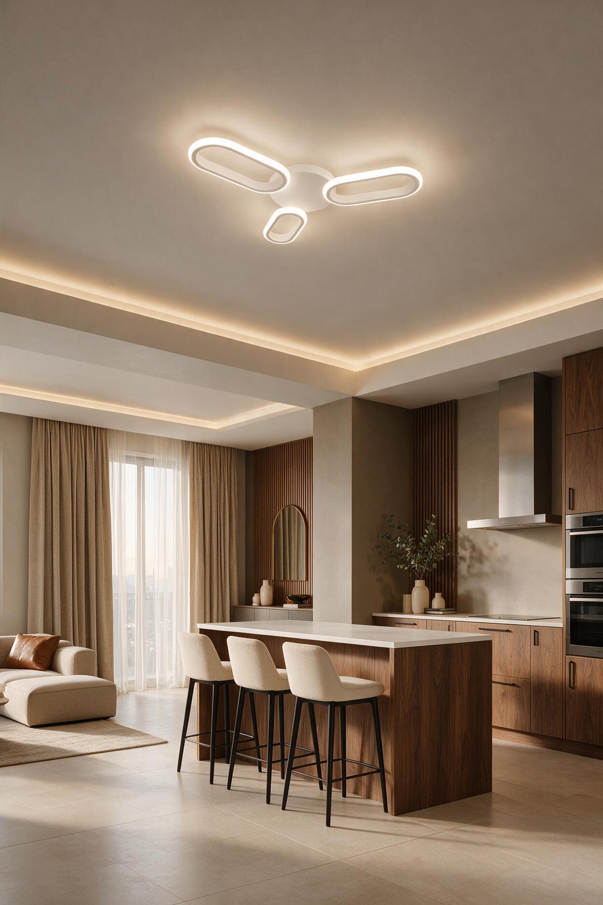 Hermes Beyaz 3'Lü Modern Ultra Power Beyaz Ledli 3'Lü Plafonyer Ledli Avize