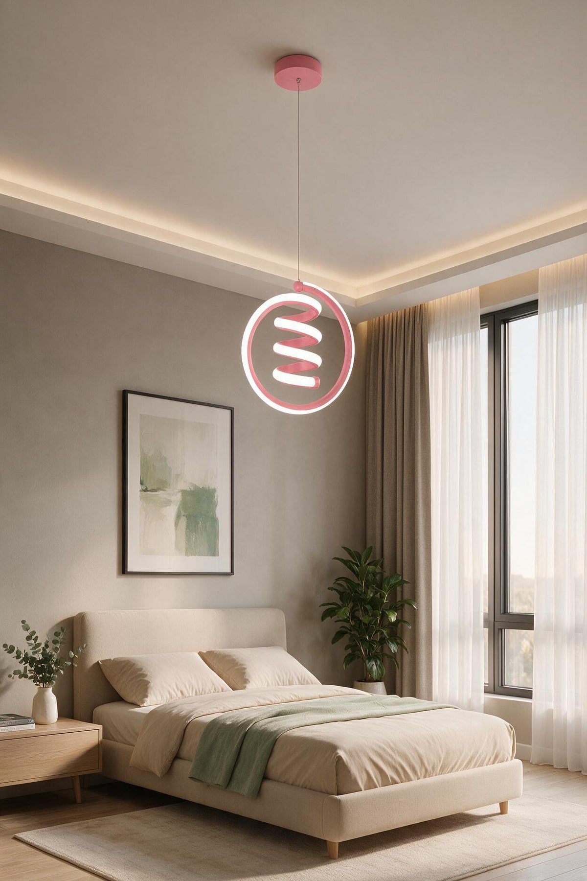 Venita Pembe Tekli Sarkıt Led Beyaz Işık Ultra Ledli Salon Mutfak Oda Hol Ledli Avize