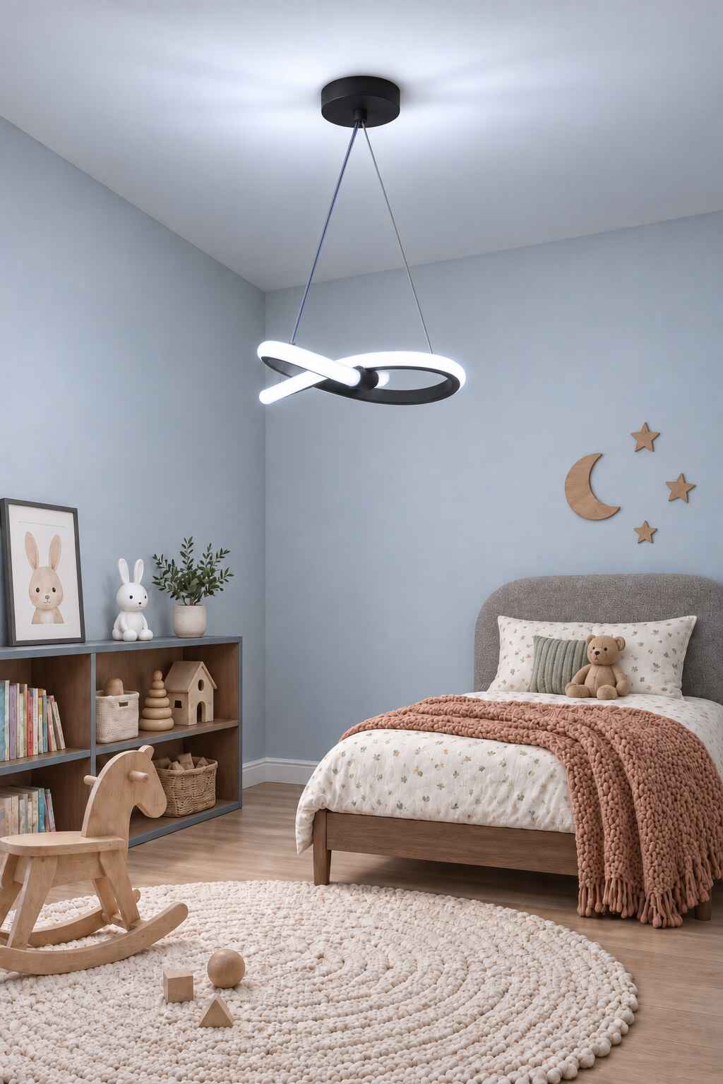 Modern Bonna Tekli Siyah Sarkıt Led Beyaz Işık Power Ledli Salon Mutfak Oda Hol Ledli Avize