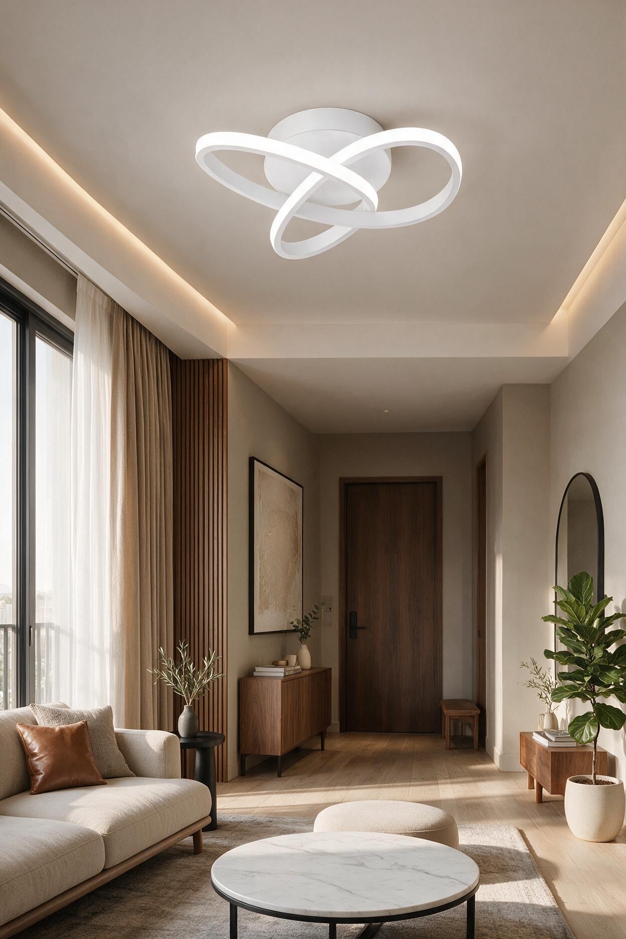 Elagans Beyaz Modern Ultra Power Beyaz Ledli Plafonyer Tekli Ledli Avize
