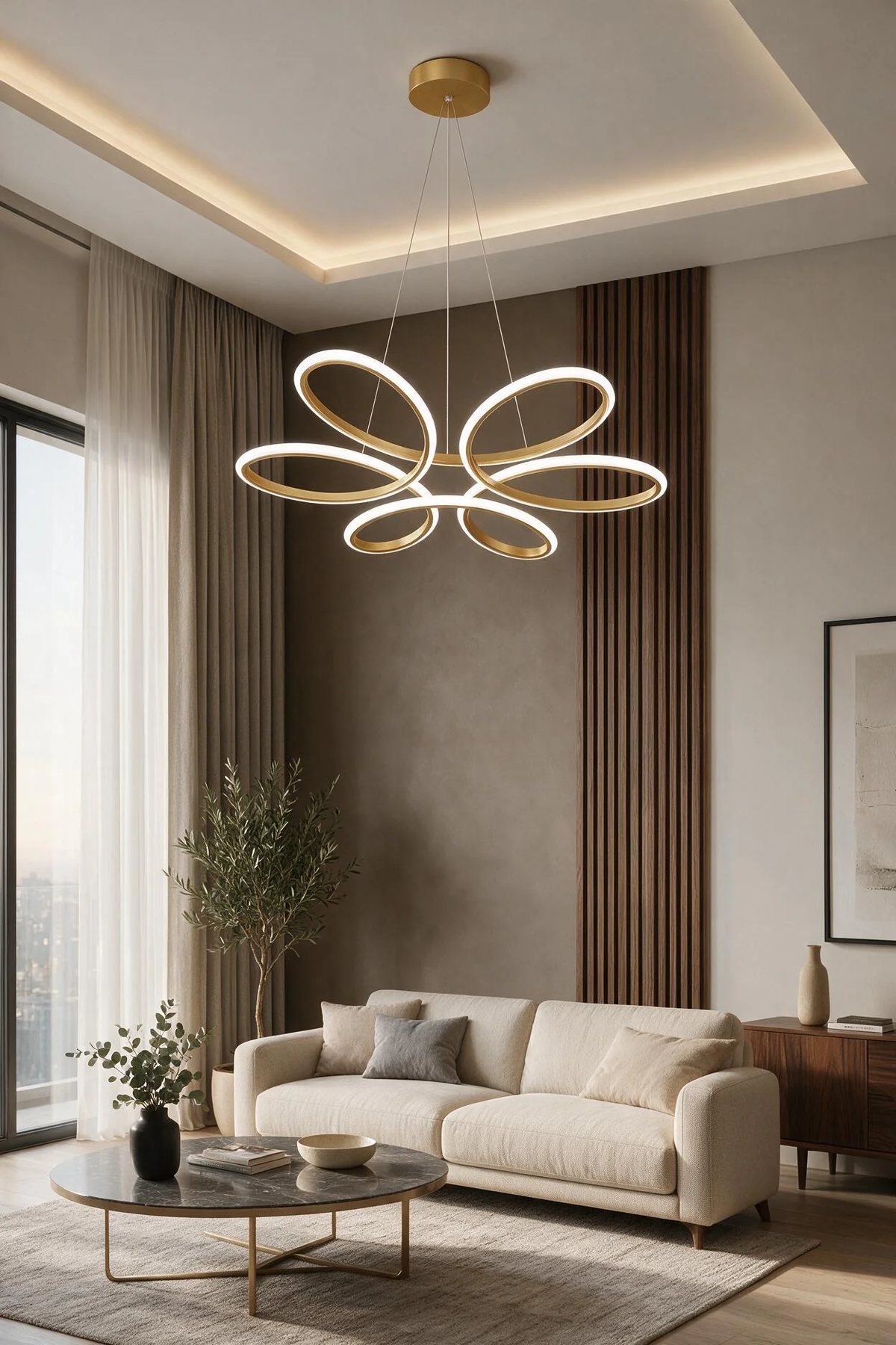 Linda Eskitme Kumandalı 3 Renk 60 cm Sarkıt Avize
