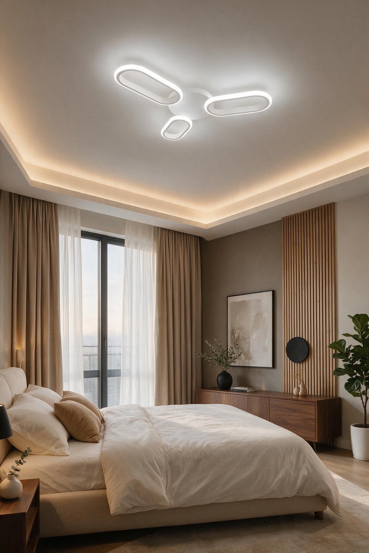 Hermes Beyaz 3'Lü Modern Ultra Power Beyaz Ledli 3'Lü Plafonyer Ledli Avize
