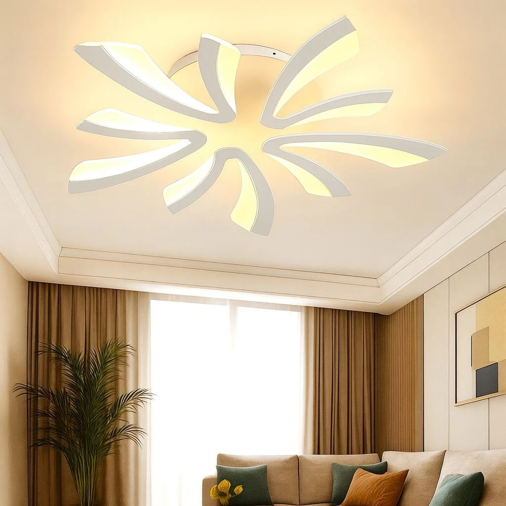 MS59005-5 Modern 3 Renk Ledli Plafonyer Beyaz Lüks 5'Lİ Ledli Avize