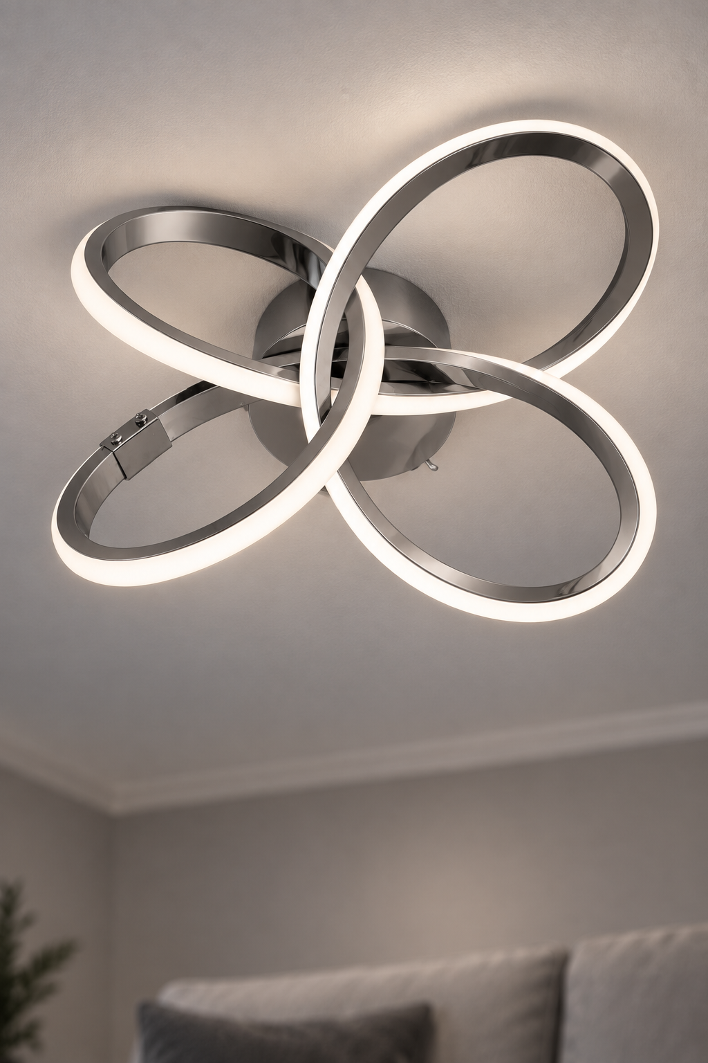 Dönence Gri Modern Ultra Power Beyaz Ledli Plafonyer Tekli Ledli Avize