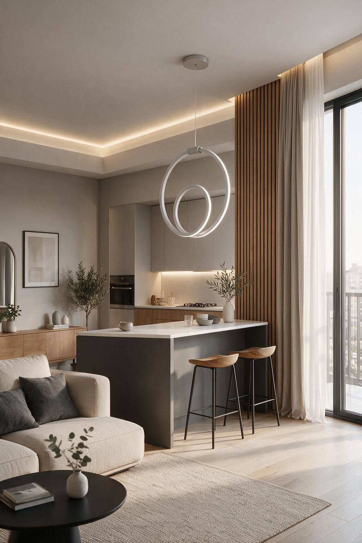 Orjin Gri Tekli Sarkıt Led Günışığı Ultra Ledli Salon Mutfak Oda Hol Ledli Avize