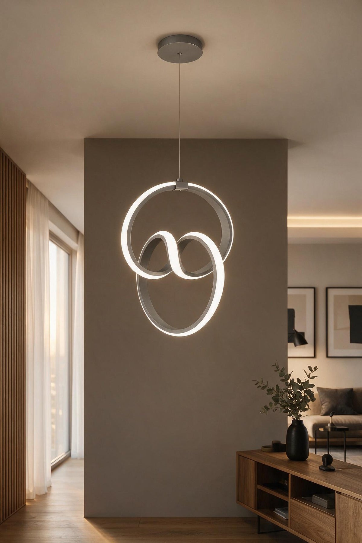 Emily Gri Tekli Sarkıt Led Günışığı Ultra Ledli Salon Mutfak Oda Hol Ledli Avize