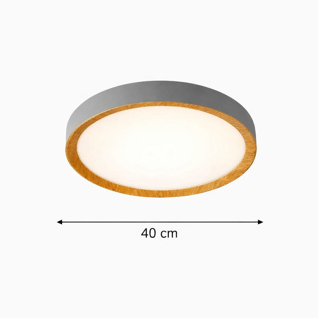 Sahra Özel Kombin 40'Lık Meşe Ahşap Desenli Uzaktan Kumandalı Plafonyer 3 Renk Ledli Avize Çap - 40 cm