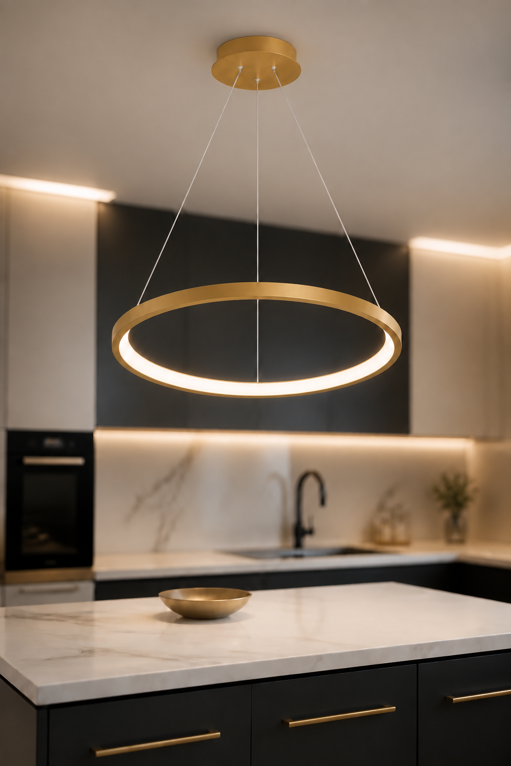 Ringa Eskitme Beyaz Işık Modern Tasarım Led Avize
