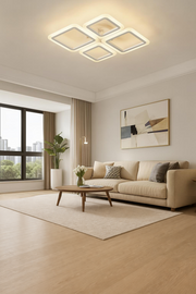 MS73005- 2+2 Modern 3 Renk Ledli  Plafonyer Beyaz Lüks Modern 4'Lü Ledli Avize