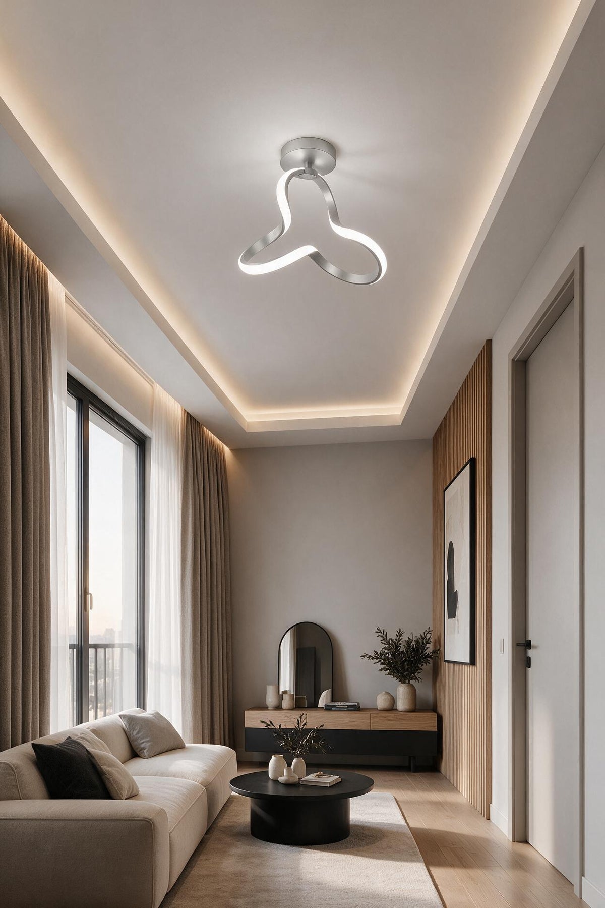 Clover Gri Tekli Plafonyer Led Günışığı Ultra Ledli Salon Mutfak Oda Hol Ledli Avize