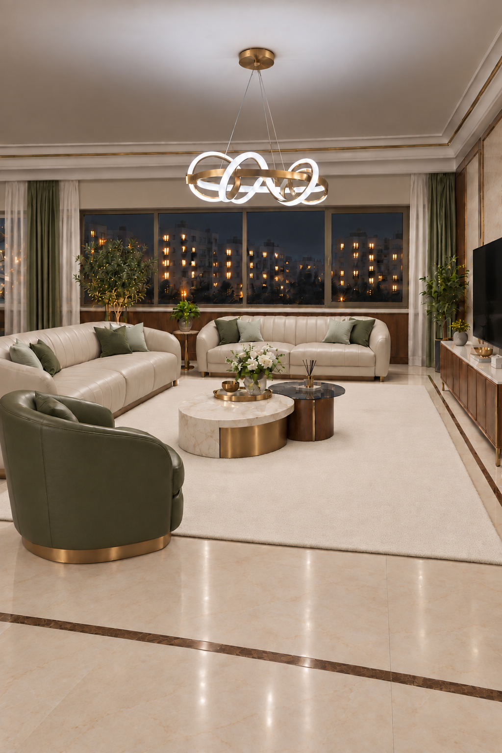 Flora Gold 3 Renk Ledli Modern Özel Tasarım Sarkıt Led Avize