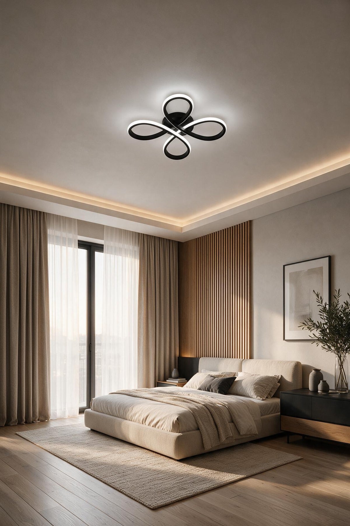 Salda Modern Siyah Plafonyer Ultra Power Beyaz Ledli Avize - Çap 40 cm
