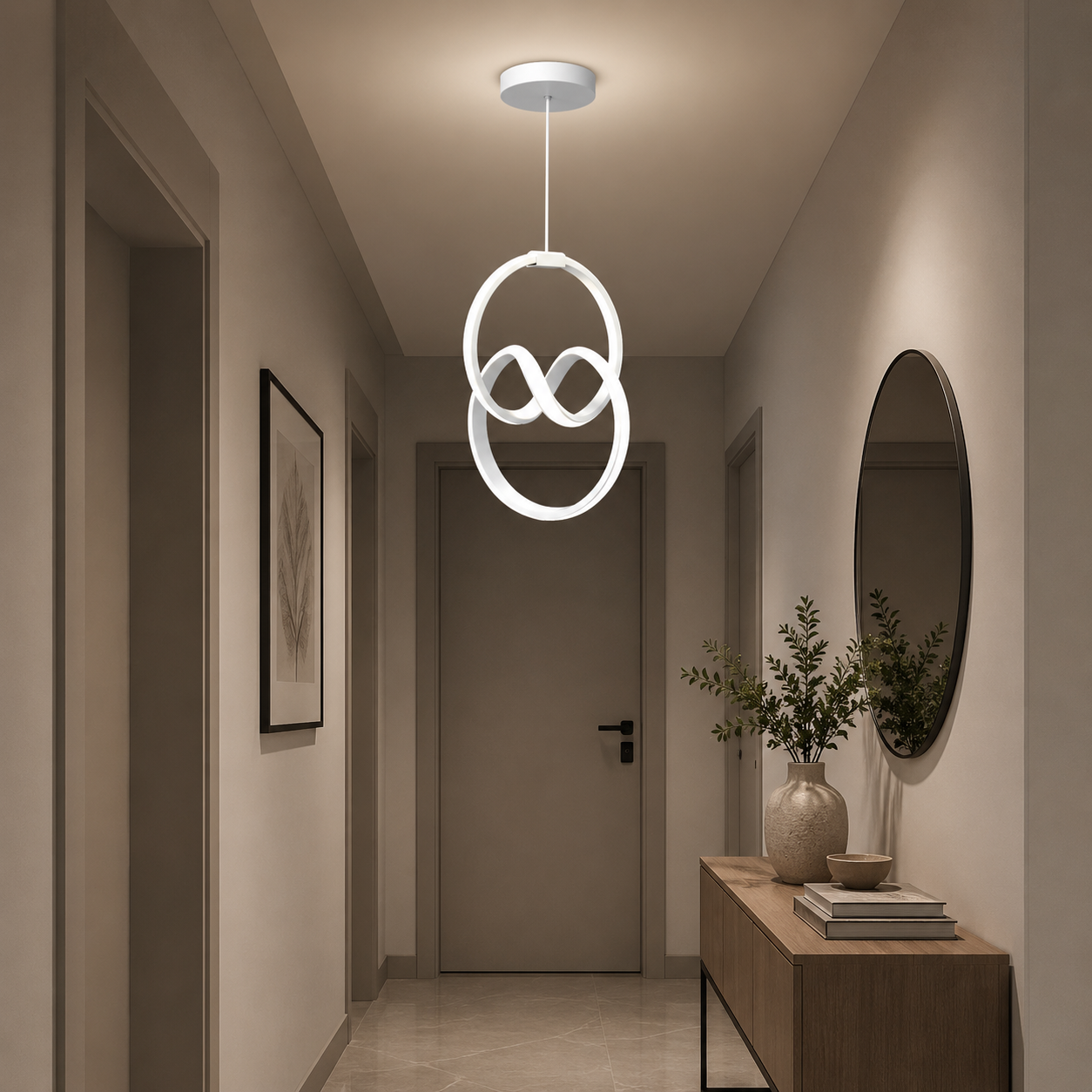 Emily Beyaz Tekli Sarkıt Led Beyaz Işık Ultra Ledli Salon Mutfak Oda Hol Ledli Avize