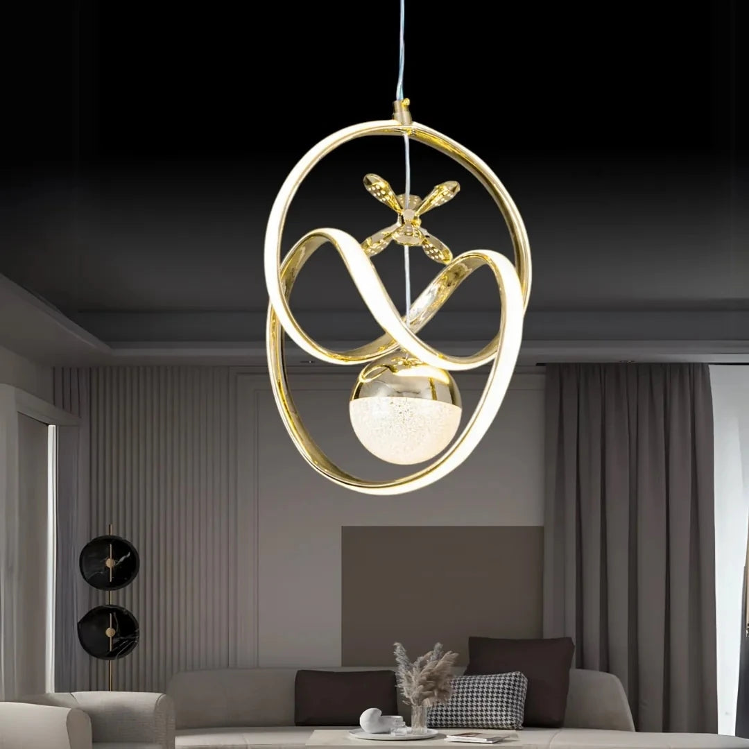 Bianca Gold  Kaplama 3 Renk Ledli Modern Özel Tasarım Sarkıt Ledli Avize