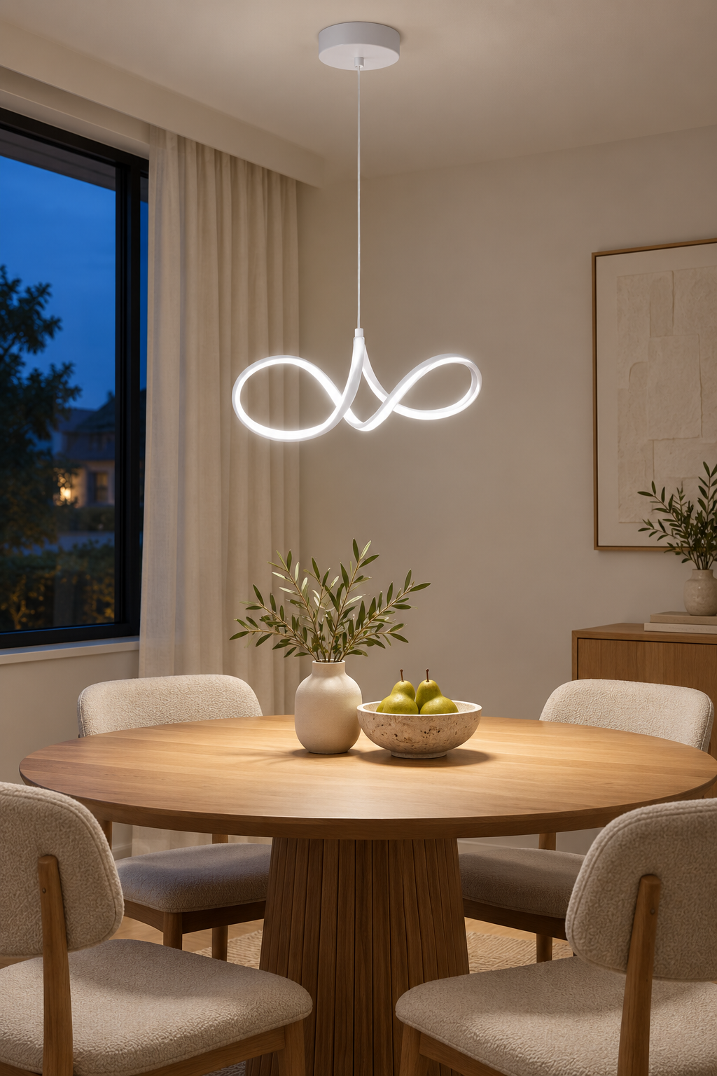 Casabella Mimari Tasarım Beyaz Sarkık Modern Ultra Power Beyaz Ledli Avize